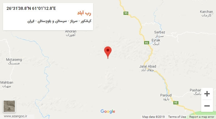 روستای رب آباد بر روی نقشه