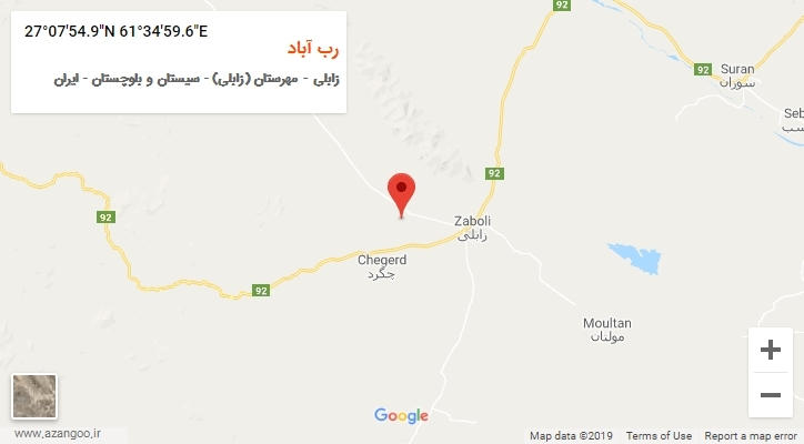 روستای رب آباد بر روی نقشه