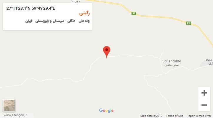 روستای رگیتی بر روی نقشه
