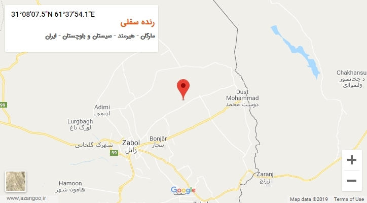 روستای رنده سفلی بر روی نقشه