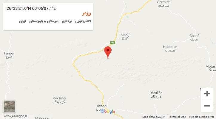 روستای ررزدر بر روی نقشه