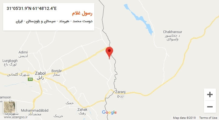 روستای رسول غلام بر روی نقشه
