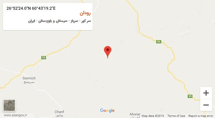 روستای رودان بر روی نقشه
