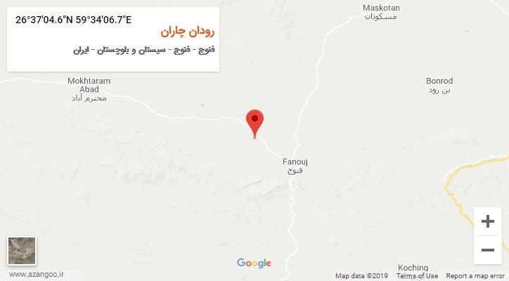 روستای رودان چاران بر روی نقشه