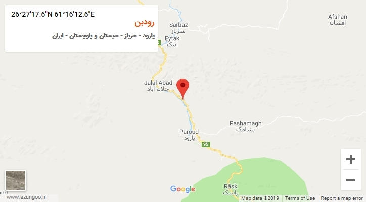 روستای رودبن بر روی نقشه