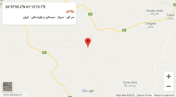 روستای رودی بر روی نقشه