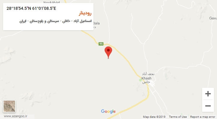 روستای رودینار بر روی نقشه