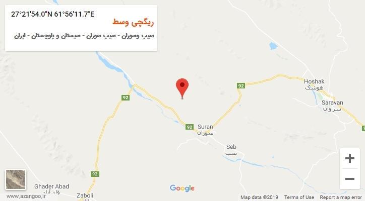 روستای ریگچی وسط بر روی نقشه