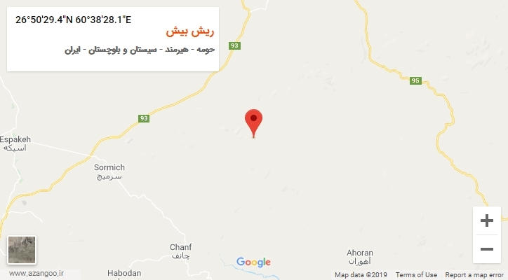 روستای ریش بیش بر روی نقشه