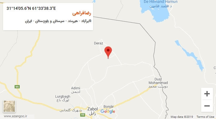 روستای رضافراهی بر روی نقشه