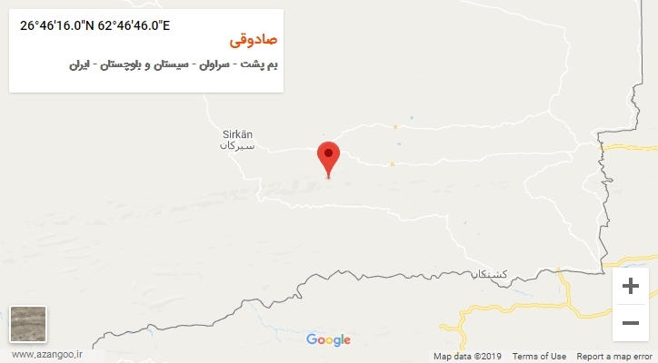روستای صادوقی بر روی نقشه