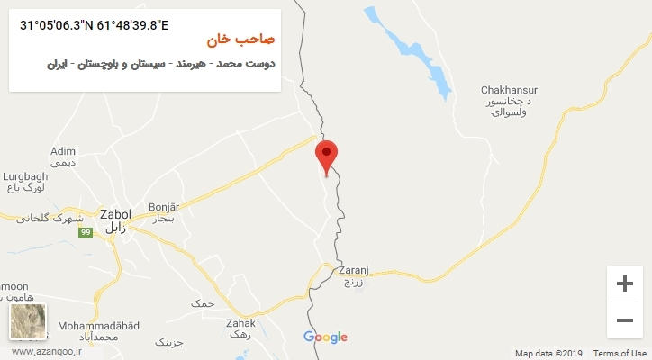روستای صاحب خان بر روی نقشه