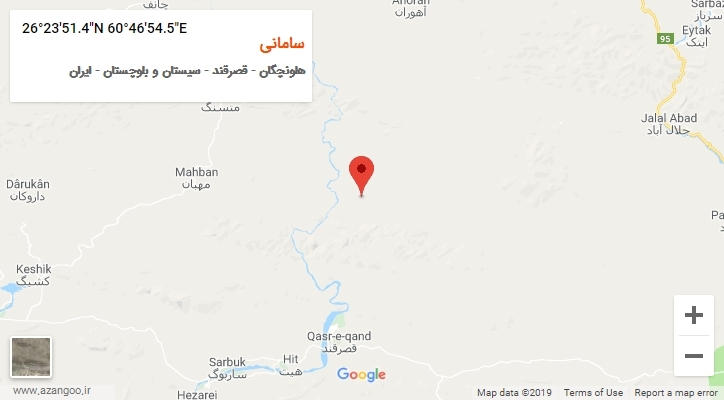 روستای سامانی بر روی نقشه