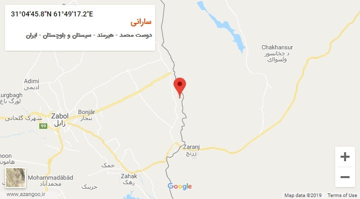 روستای سارانی بر روی نقشه