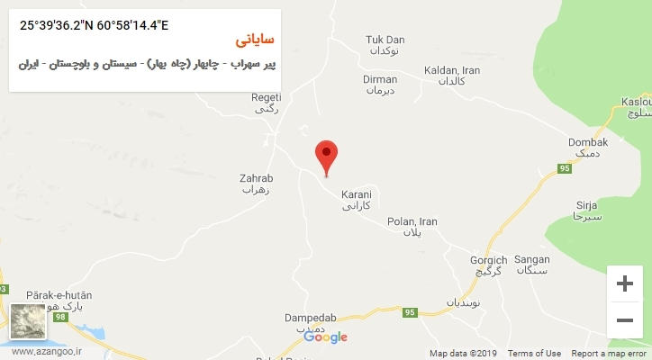روستای سایانی بر روی نقشه