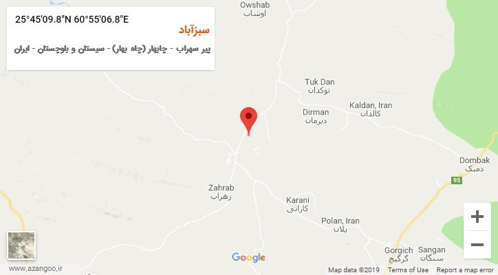 روستای سبزآباد بر روی نقشه