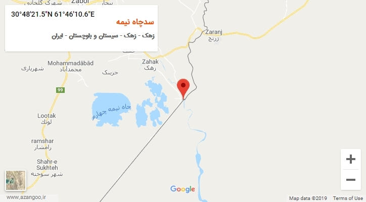 روستای سدچاه نیمه بر روی نقشه