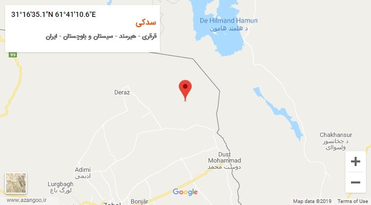 روستای سدکی بر روی نقشه
