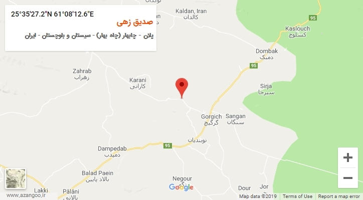 روستای صدیق زهی بر روی نقشه