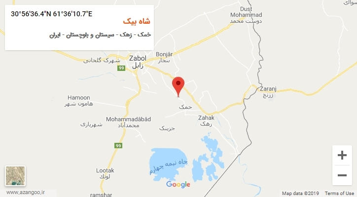 روستای شاه بیک بر روی نقشه
