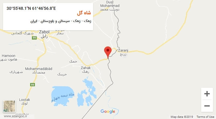 روستای شاه گل بر روی نقشه