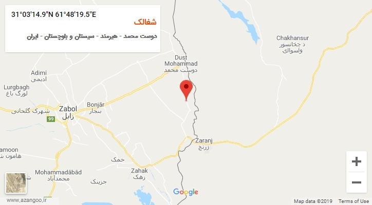 روستای شغالک بر روی نقشه