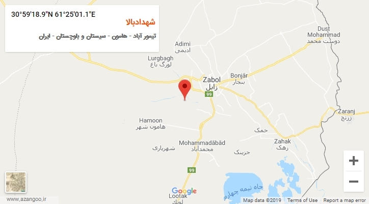روستای شهدادبالا بر روی نقشه