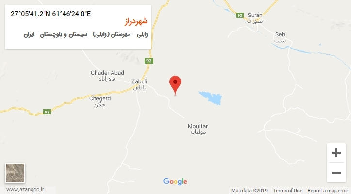 روستای شهردراز بر روی نقشه