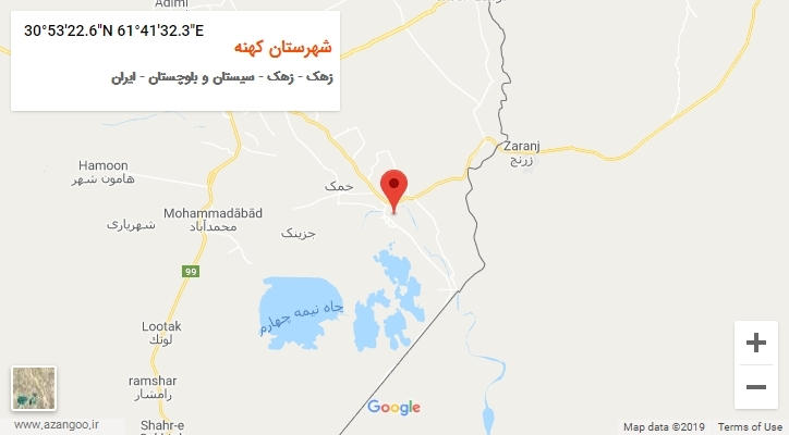 روستای شهرستان کهنه بر روی نقشه