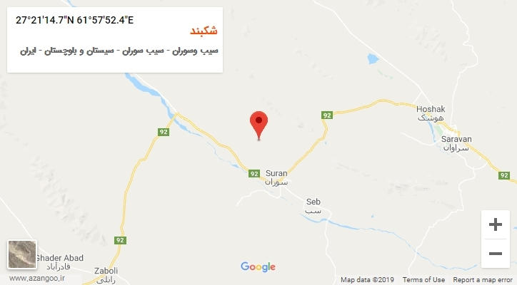 روستای شکبند بر روی نقشه
