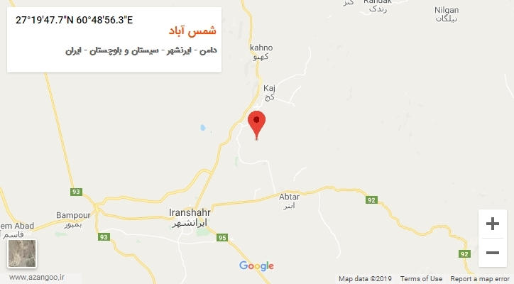 روستای شمس آباد بر روی نقشه