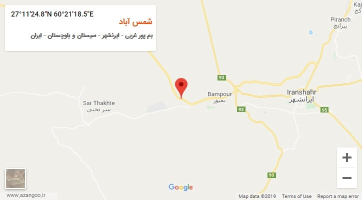 روستای شمس آباد بر روی نقشه