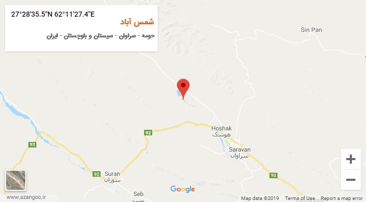 روستای شمس آباد بر روی نقشه