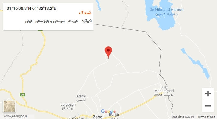 روستای شندک بر روی نقشه