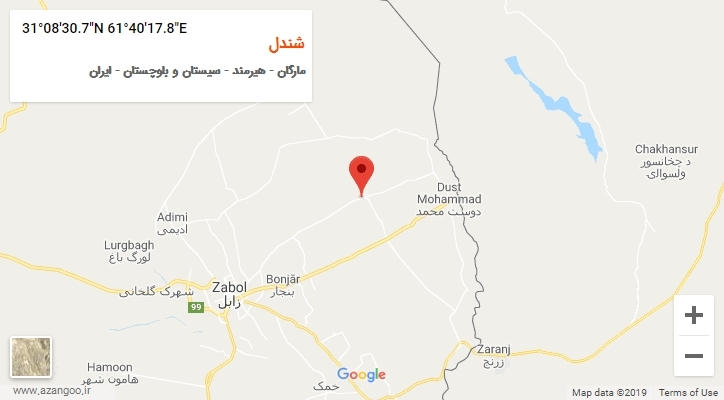 روستای شندل بر روی نقشه