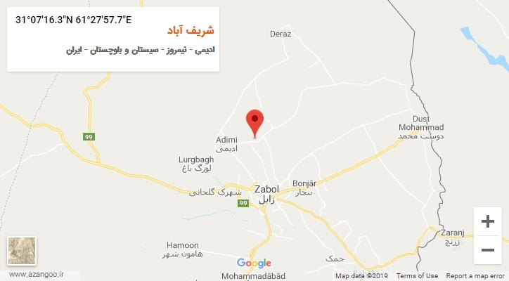 روستای شریف آباد بر روی نقشه