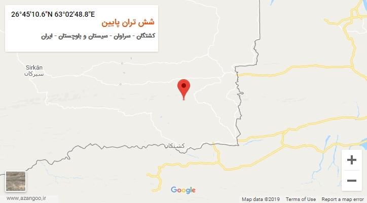 روستای شش تران پایین بر روی نقشه
