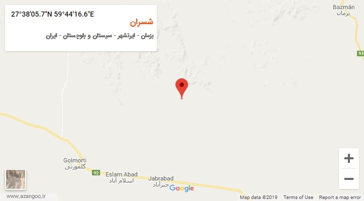 روستای شسران بر روی نقشه