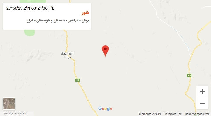 روستای شور بر روی نقشه