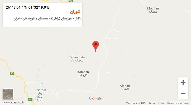 روستای شوران بر روی نقشه