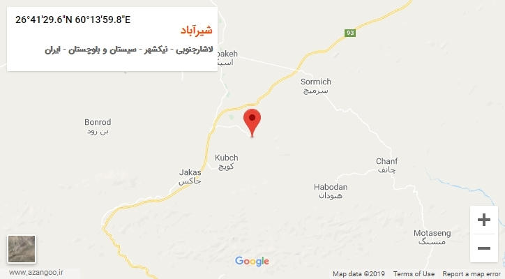 روستای شیرآباد بر روی نقشه