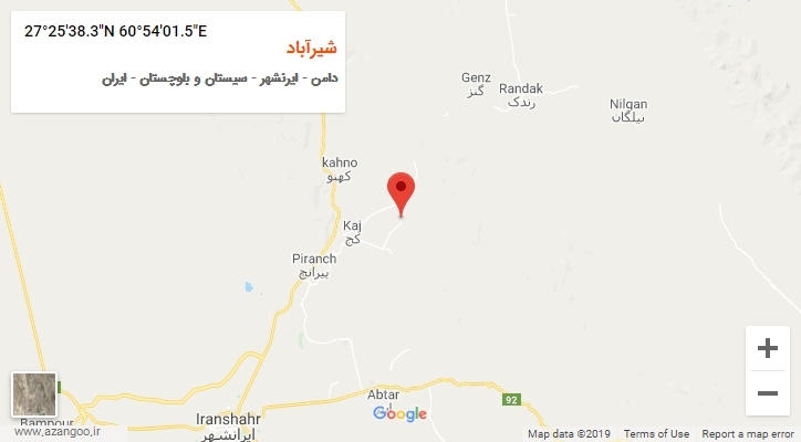 روستای شیرآباد بر روی نقشه