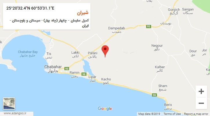 روستای شیران بر روی نقشه