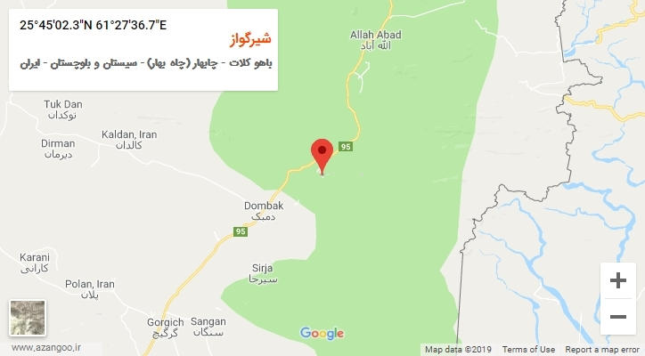روستای شیرگواز بر روی نقشه