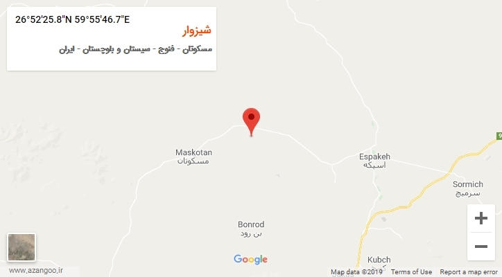 روستای شیزوار بر روی نقشه