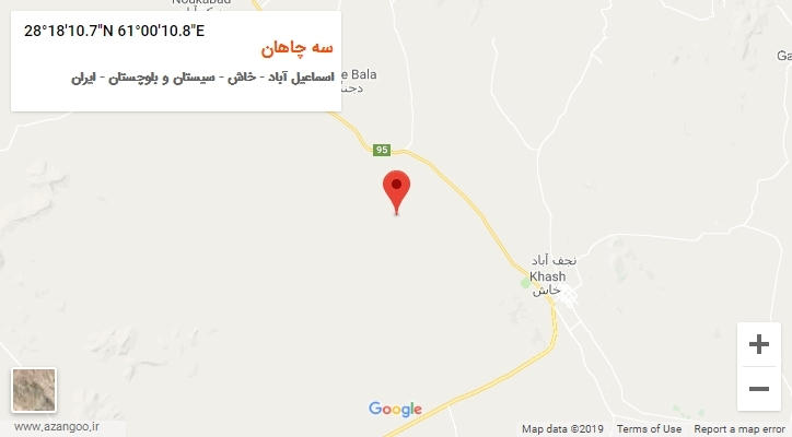 روستای سه چاهان بر روی نقشه