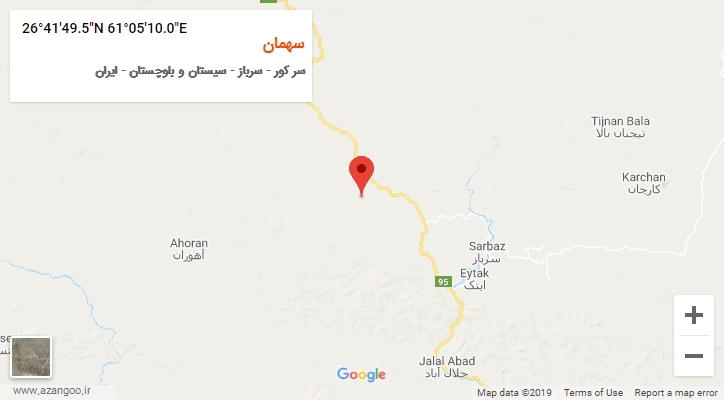 روستای سهمان بر روی نقشه