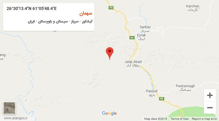 روستای سهمان بر روی نقشه