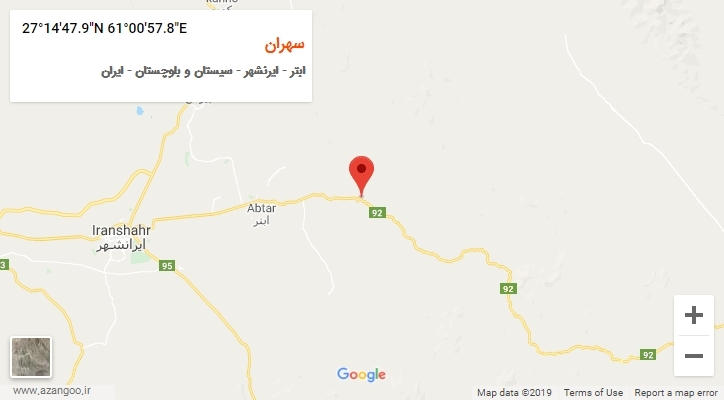 روستای سهران بر روی نقشه
