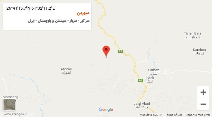 روستای سهربن بر روی نقشه